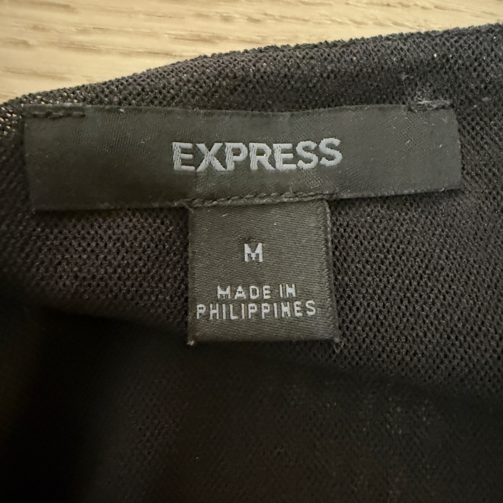 Express Embellished Flutter Mesh Top Black M - image 7